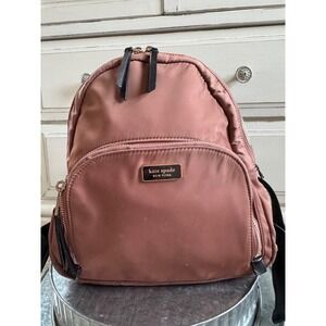 Kate Spade New York Dawn Nylon Backpack Rose Gold Black Accents